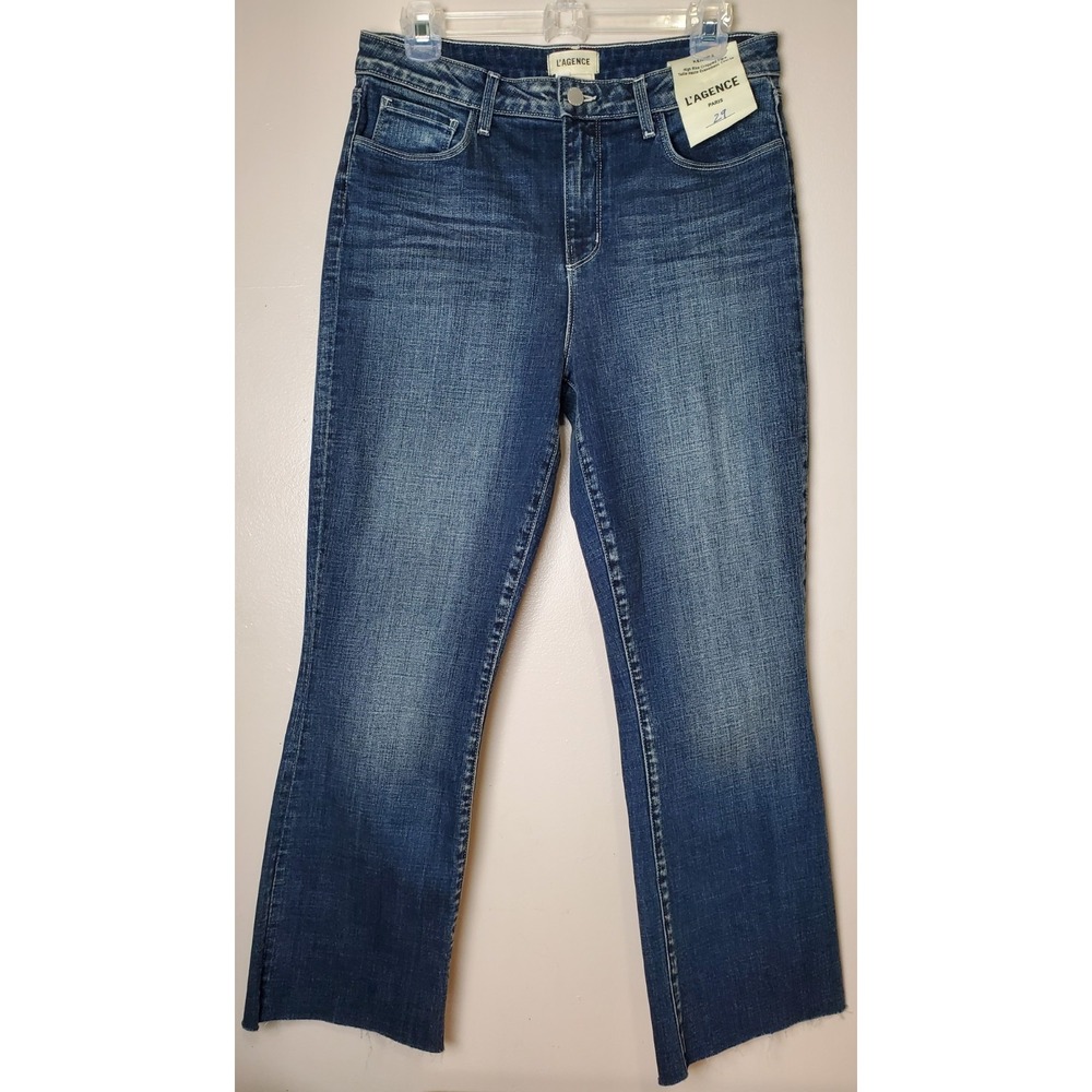 L'agence Kendra High Rise Cropped Flare Raw Hem Jeans Women's 29 NWT Naples Wash